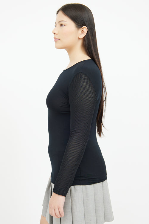 Akris Black Mesh Sleeve Top