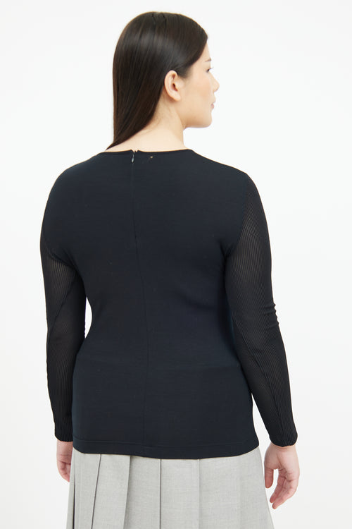 Akris Black Mesh Sleeve Top