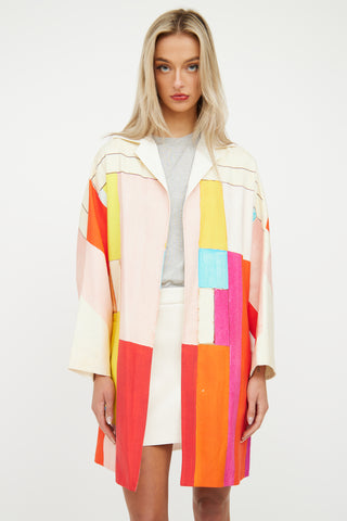 Beige 
Multi Colour Silk Blend Jacket Akris