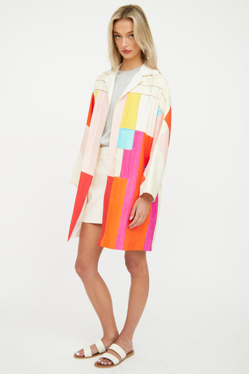 Beige 
Multi Colour Silk Blend Jacket Akris