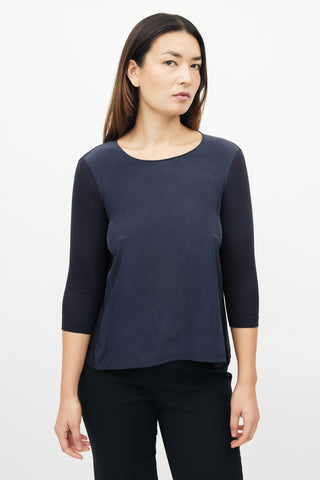 Akris Navy Silk Blend Top