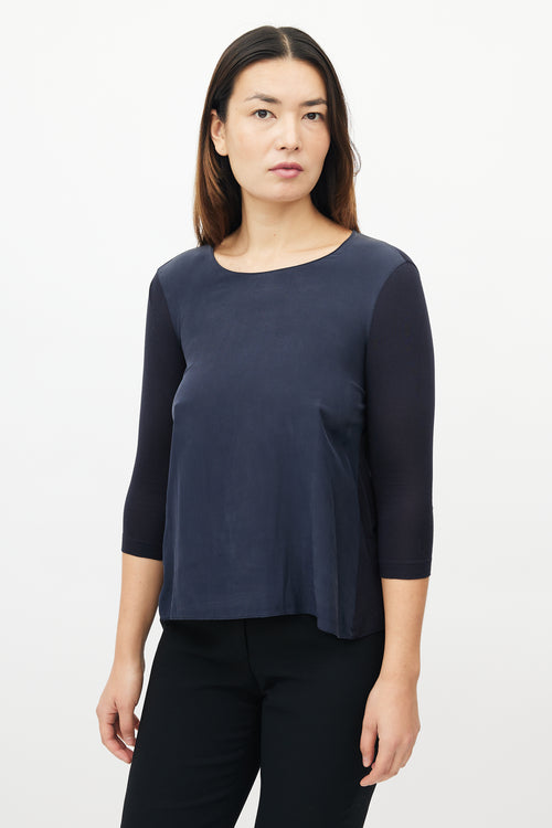 Akris Navy Silk Blend Top