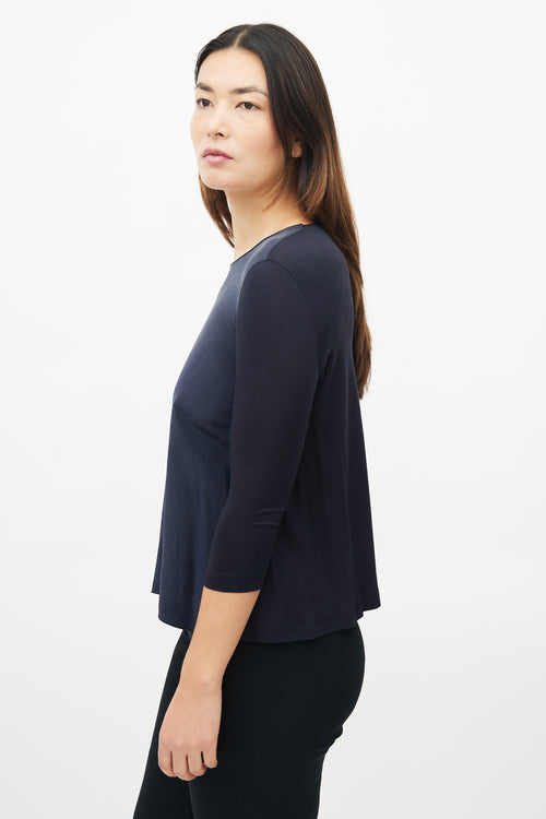 Akris Navy Silk Blend Top