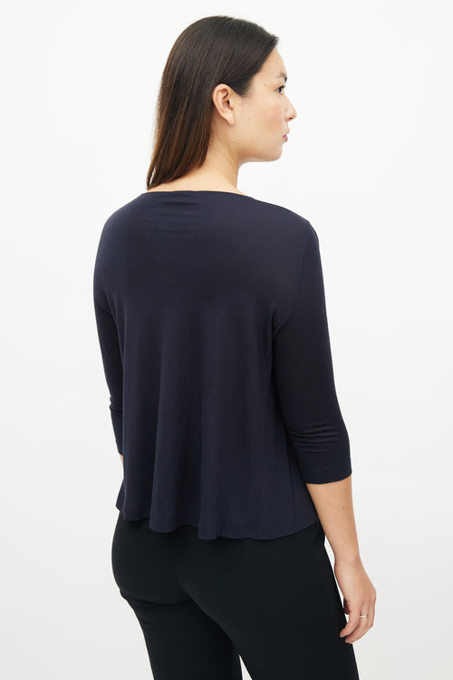 Akris Navy Silk Blend Top