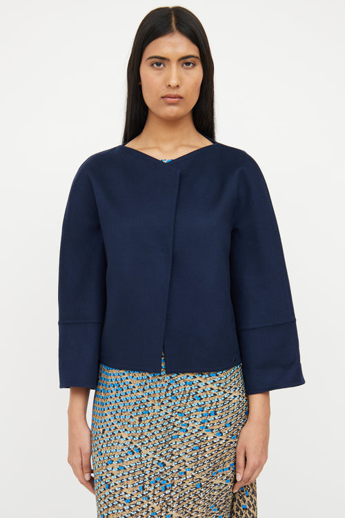 Akris Navy Cashmere Cropped Jacket