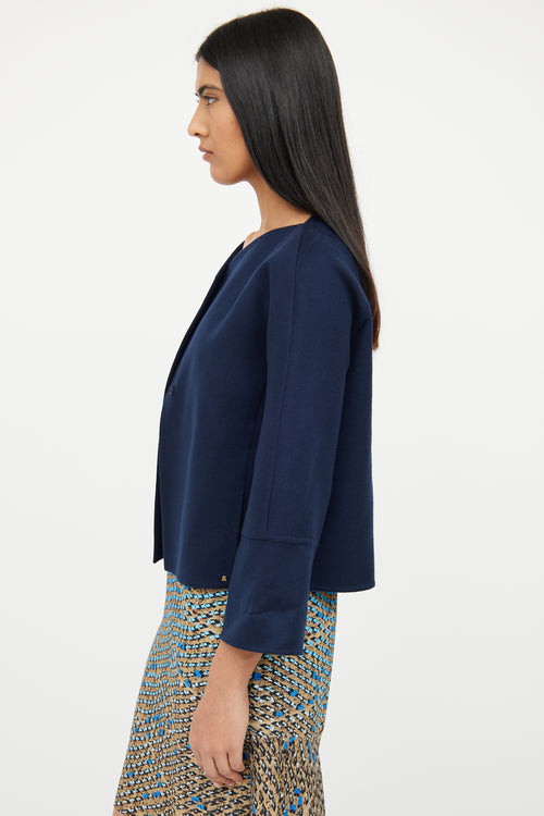 Akris Navy Cashmere Cropped Jacket