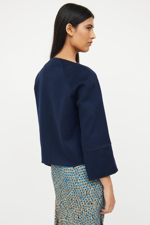 Akris Navy Cashmere Cropped Jacket