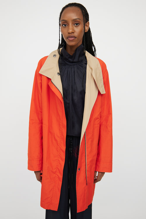 Akris Beige 
Orange Reversible Trench Coat