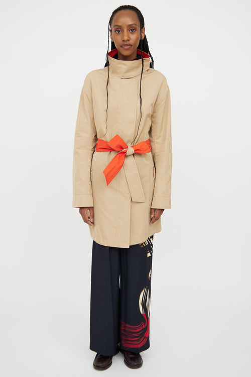 Akris Beige 
Orange Reversible Trench Coat