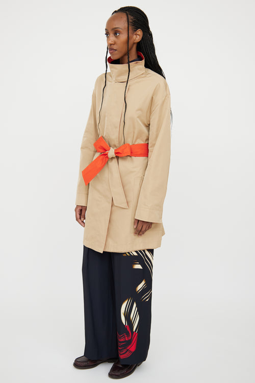 Akris Beige 
Orange Reversible Trench Coat