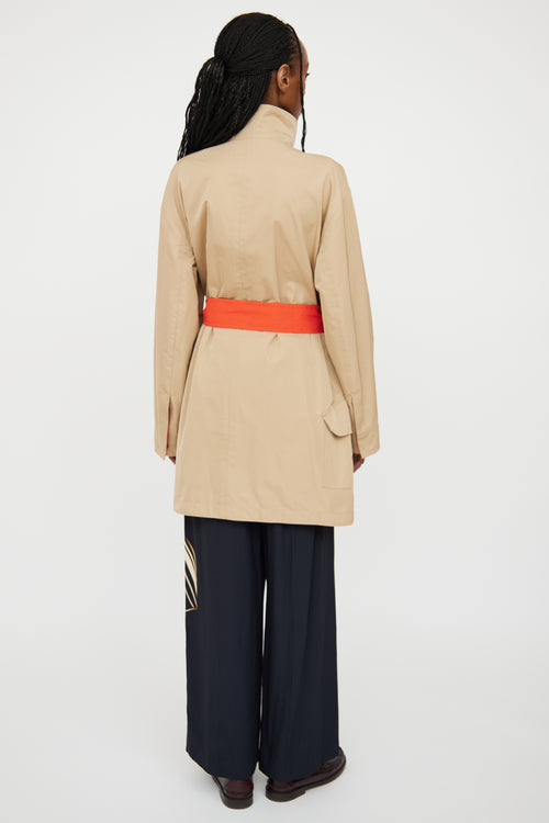 Akris Beige 
Orange Reversible Trench Coat