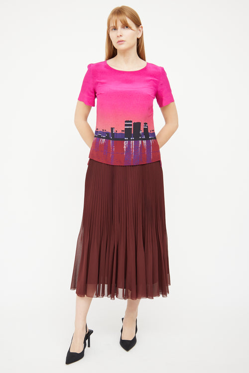 Akris Punto Pink Cityscape Short Sleeve Top