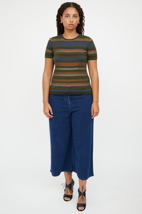 Akris Green Multi Colour Ribbed Top