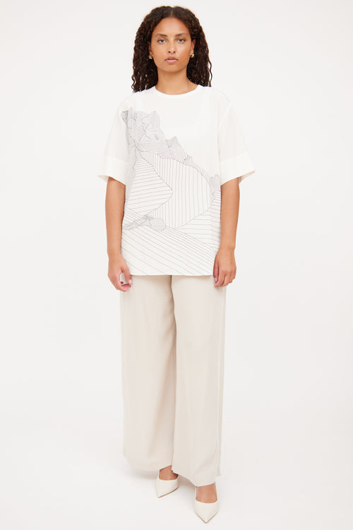 Akris White 
Black Pattern Blend Top