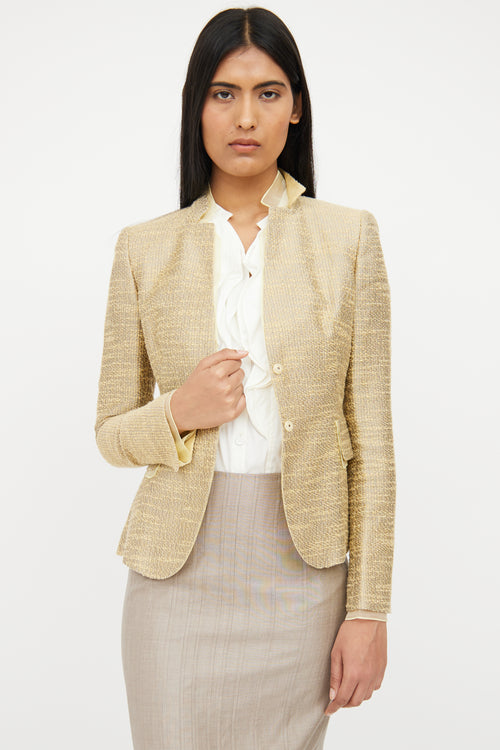 Akris Beige Woven Satin Blazer