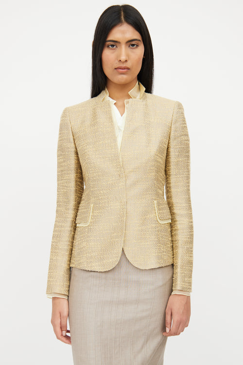 Akris Beige Woven Satin Blazer