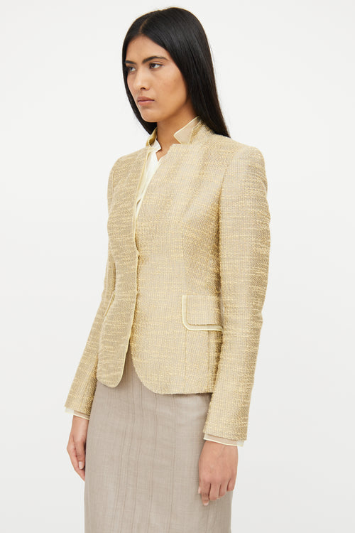 Akris Beige Woven Satin Blazer