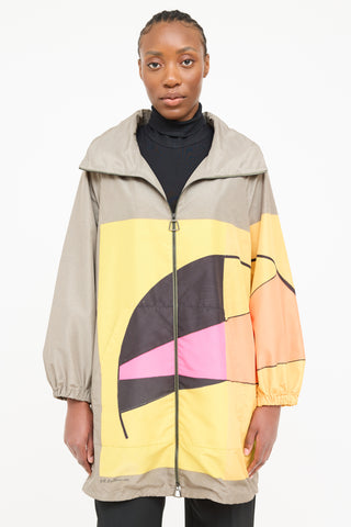 Akris Colourblock Hood Zip Coat