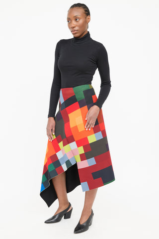 Akris Geometric Pattern Asymmetrical Skirt