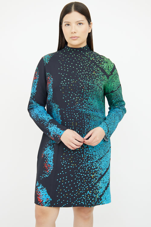 Akris Black Mock Neck Abstract Print Dress