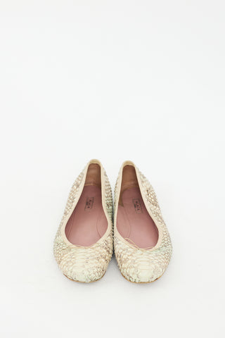 Alaïa Beige Embossed Leather Flat