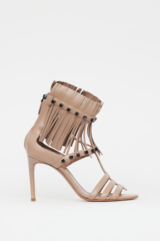 Alaïa Beige Leather Fringe Sandal