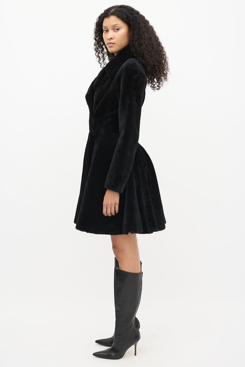 Alaïa Black Fur Long Flared Coat