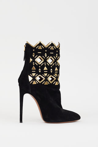 Alaïa Black Suede Geometric Cut Out Boot