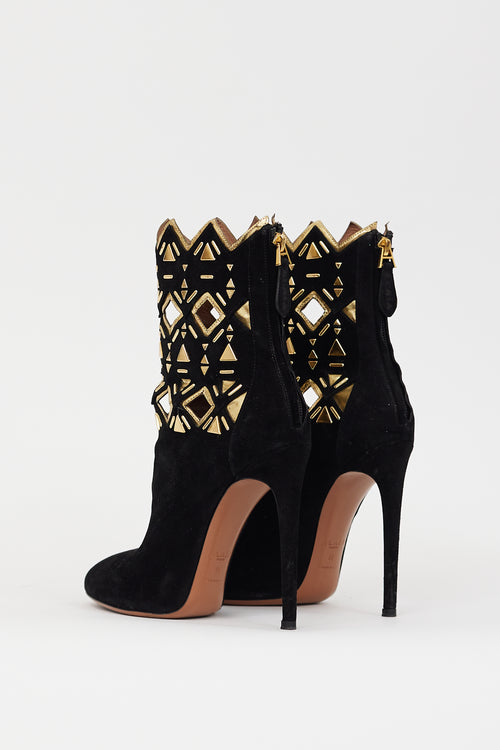 Alaïa Black Suede Geometric Cut Out Boot