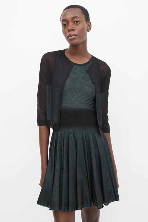 Alaïa Black 
Green Sheer Overlay Co-Ord Set