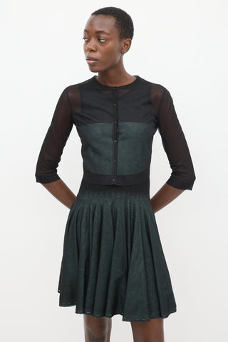 Alaïa Black 
Green Sheer Overlay Co-Ord Set