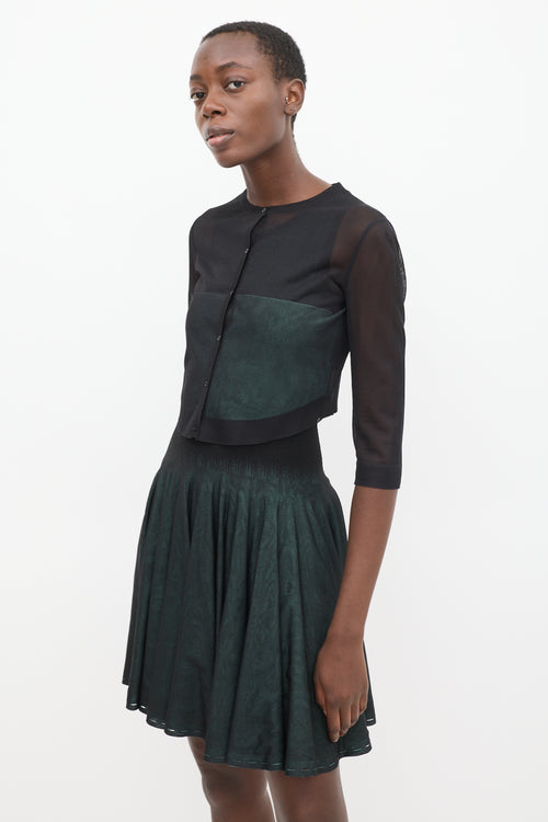 Alaïa Black 
Green Sheer Overlay Co-Ord Set