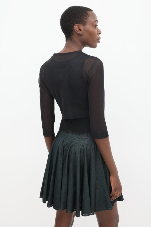 Alaïa Black 
Green Sheer Overlay Co-Ord Set