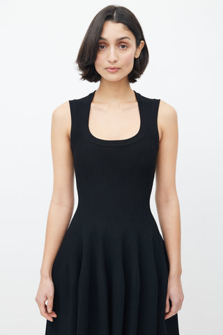 Alaïa Black Knit Sleeveless Tulip Flare Dress