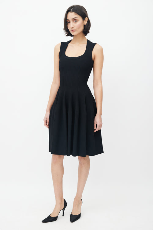 Alaïa Black Knit Sleeveless Tulip Flare Dress