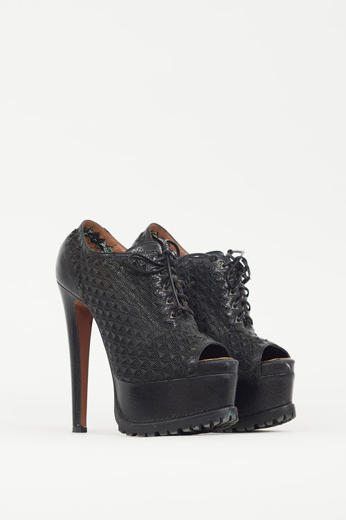 Alaïa Black Woven Platform Heel