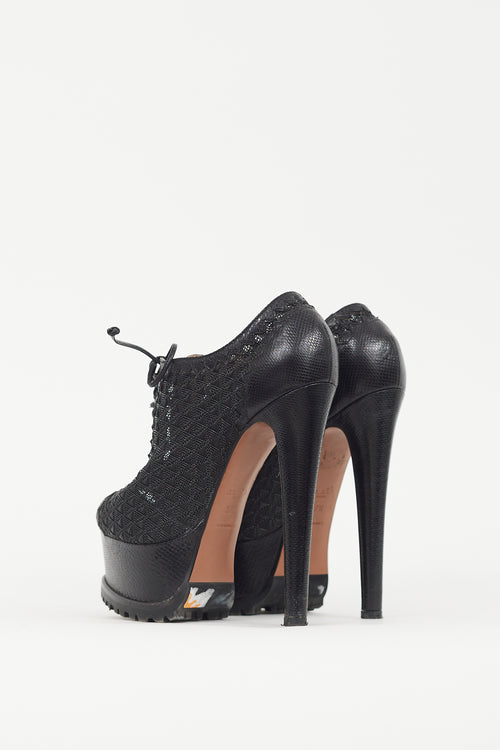 Alaïa Black Woven Platform Heel