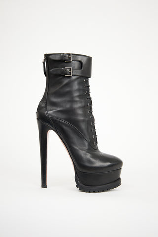 Alaïa Black Leather Platform Boot