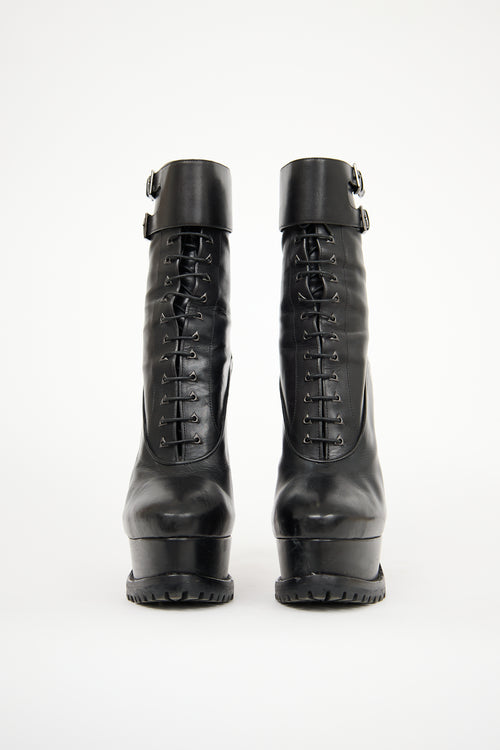 Alaïa Black Leather Platform Boot