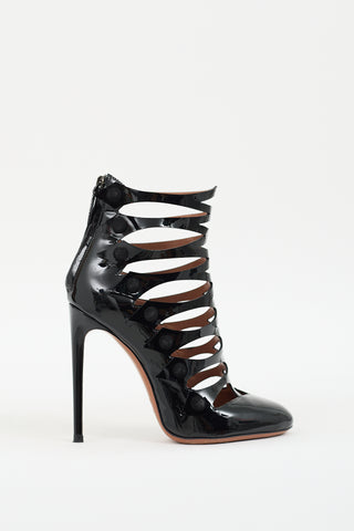 Alaïa Black Patent Leather Caged Heel