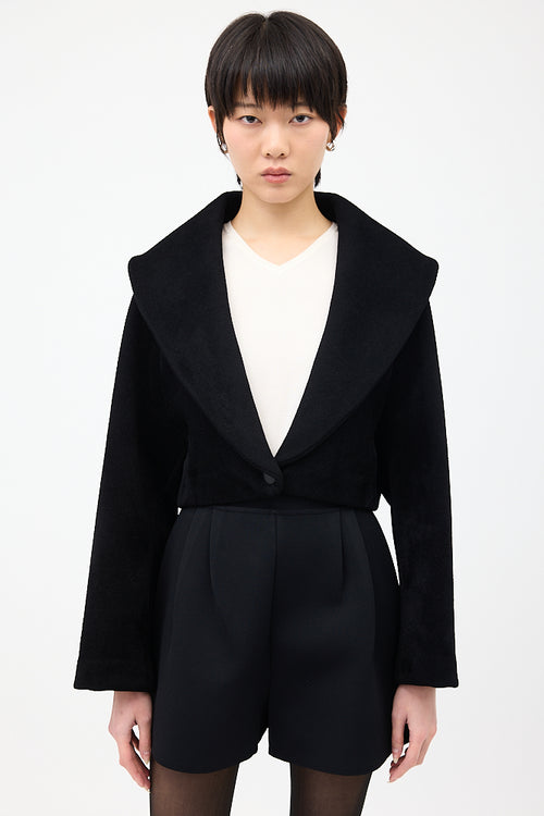 Alaïa Black Shawl Collar Cropped Jacket