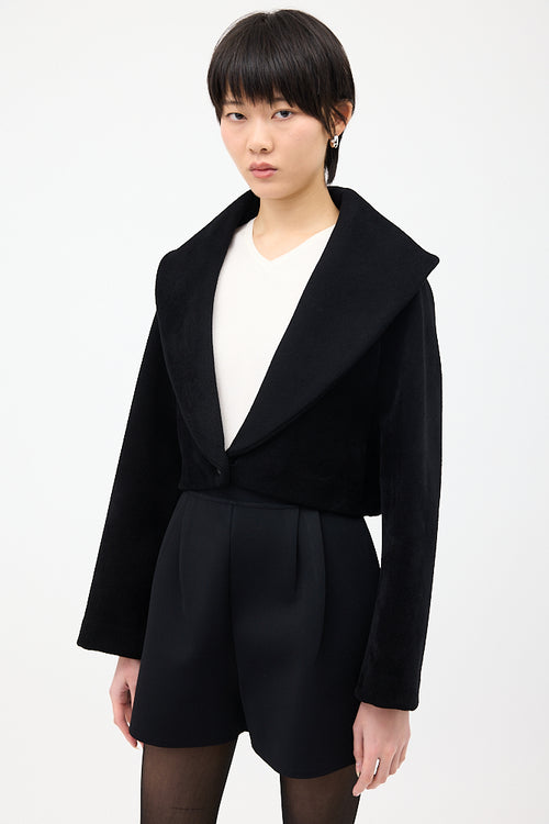 Alaïa Black Shawl Collar Cropped Jacket