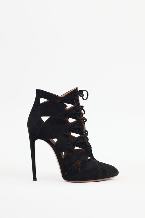 Alaïa Black Suede Cut Out Boot