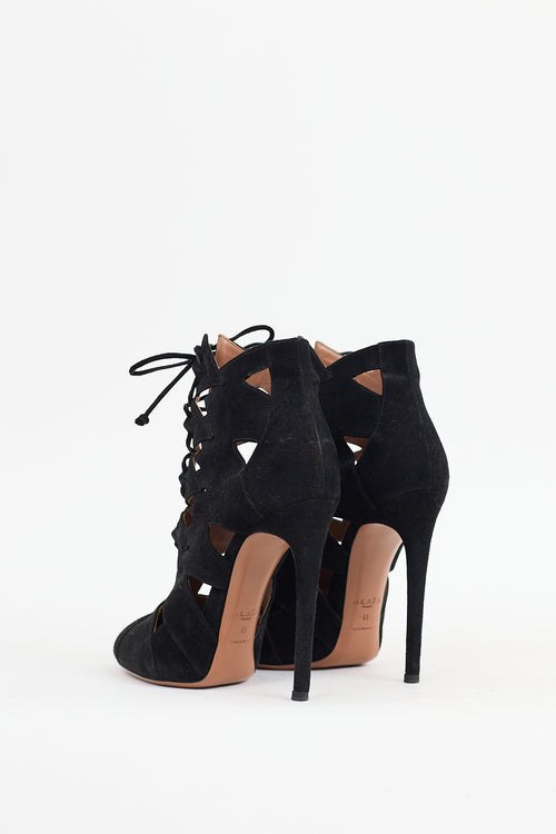 Alaïa Black Suede Cut Out Boot