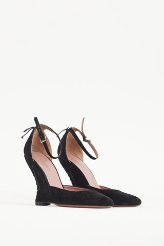 Alaïa Black Suede Lace Up Wedge Heel