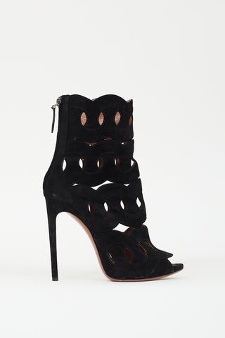 Alaïa Black Suede Geometric Cut Out Boot