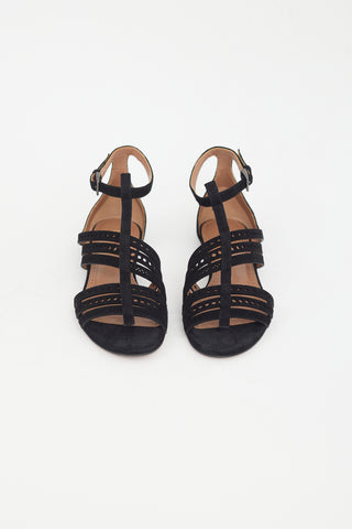 Alaïa Black Suede Lasercut Sandal