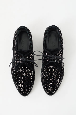 Alaïa Black Suede Studded Loafer