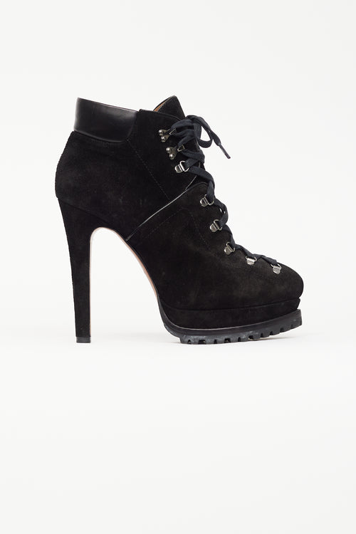 Alaïa Black Suede Treaded Stiletto Ankle Boot