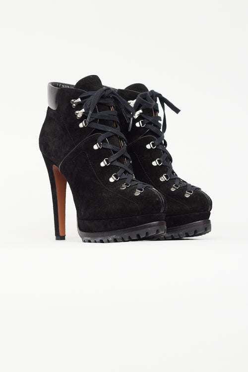 Alaïa Black Suede Treaded Stiletto Ankle Boot